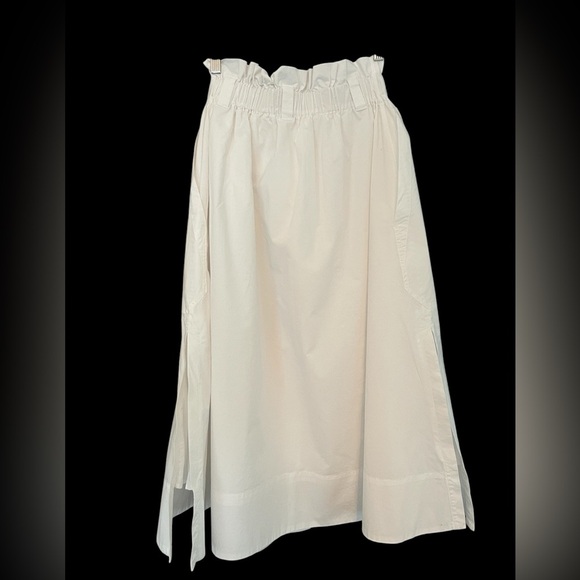 Everlane The Easy Paperbag A-Line Midi Skirt White Cotton Button Front Women’s - Picture 5 of 9